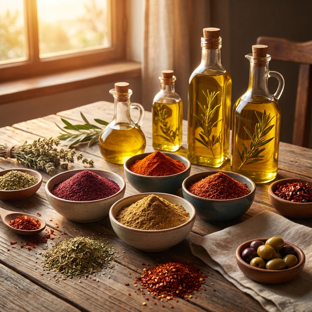 Türkische Gewürze und Olivenöl